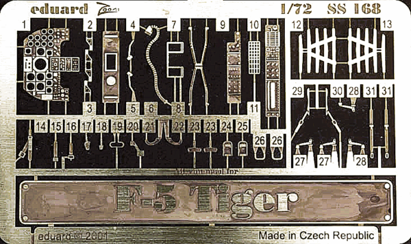 Eduard ss168 F-5e Tiger 1/72 Ätzteile