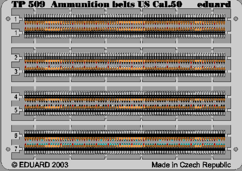 Eduard tp509 Ammunition Belts US Cal.0.50 1/35 Ätzteile