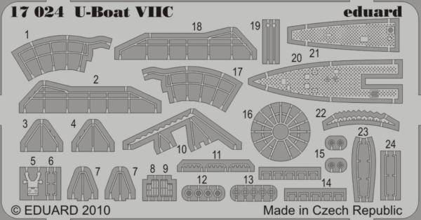 Eduard 17024 U-Boat VIIC 1/350 Ätzteile