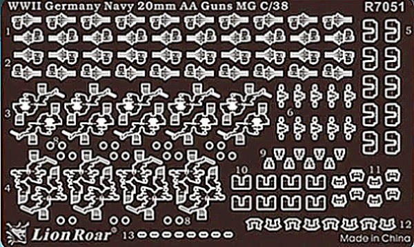 Lion Roar le00014 German Navy VII 37mm AA Gun SK C/30 1/700 Ätzteile Flak30