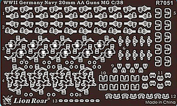 Lion Roar le00014 German Navy VII 37mm AA Gun SK C/30 1/700 Ätzteile Flak30