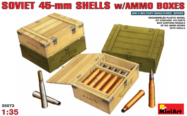 Miniart 35073 Soviet 45mm Shells w/ Ammo Boxes 1/35 ammunition