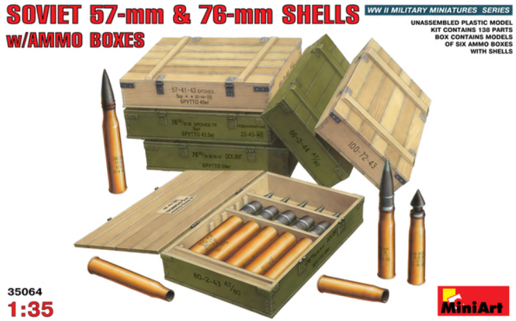 Miniart 35064 Soviet 57mm & 76mm Shells w/ Ammo Boxes 1/35 Ammunition